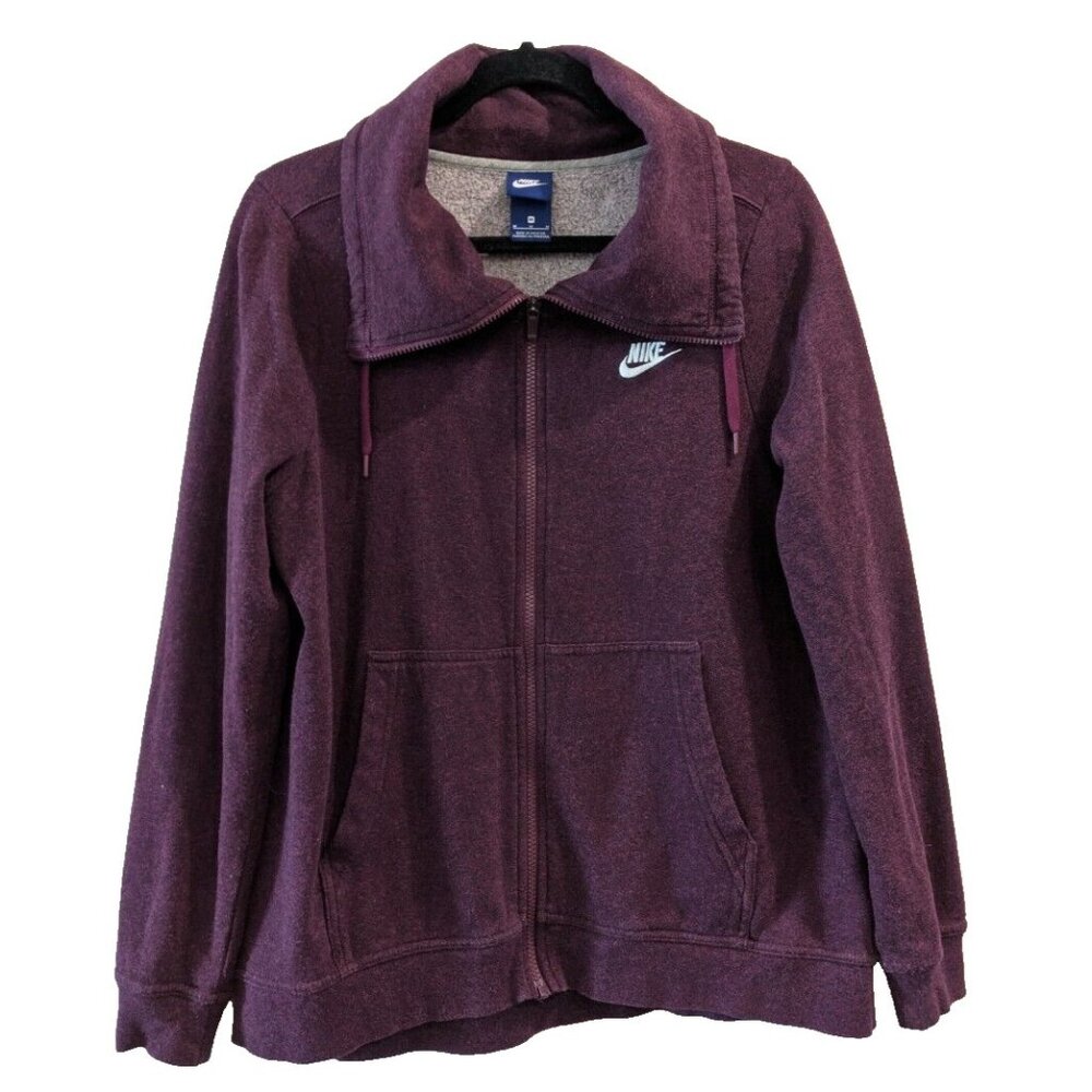 Nike Funnel‎ Neck Fleece Full Zip Sweatshirt M Purple Outdoor